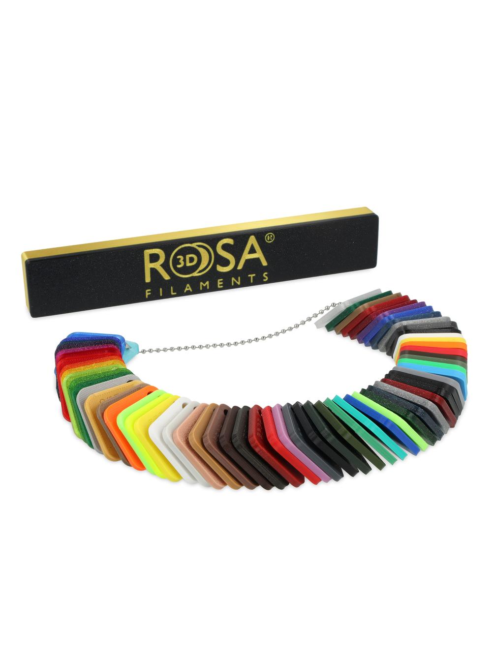 ROSA3D Filament Swatches /wzornik kolorów/ PETG HS, PETG Galaxy, PLA Galaxy, PLA Speed Matt (65 pcs)