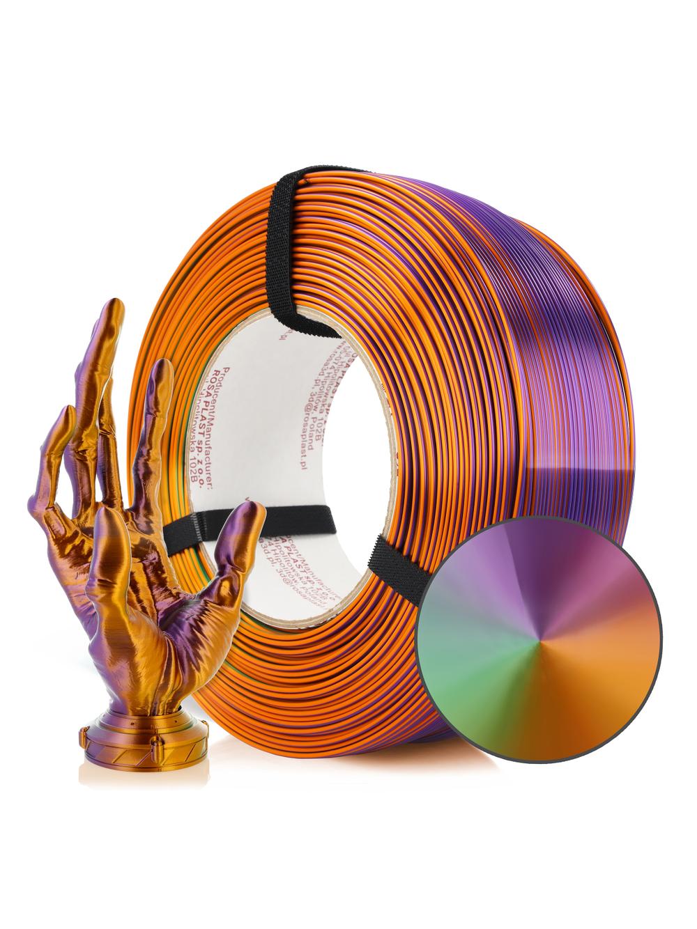 FILAMENT 3D ReFill PLA Magic Silk Cameleon (Orange-Violet-Green) 1kg